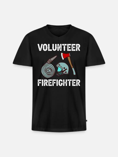 Pompiers volontaires - T-shirt encolure en V Premium bio Homme - noir