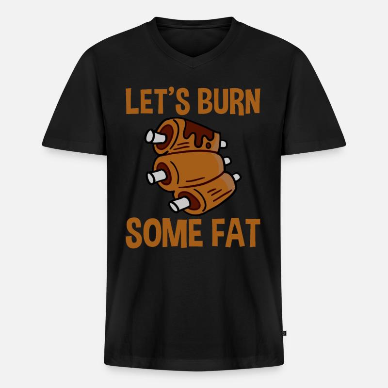 Let's Burn Some Fat 2 - Männer Premium Bio T-Shirt mit V-Ausschnitt - Schwarz