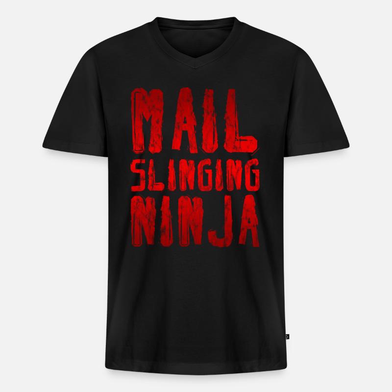Mail Slinging Ninja 3 - Männer Premium Bio T-Shirt mit V-Ausschnitt - Schwarz
