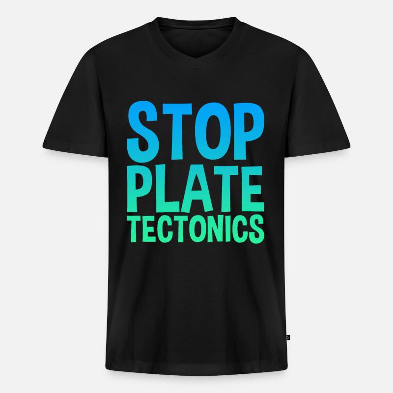 Stop Plate Tectonics - Männer Premium Bio T-Shirt mit V-Ausschnitt - Schwarz