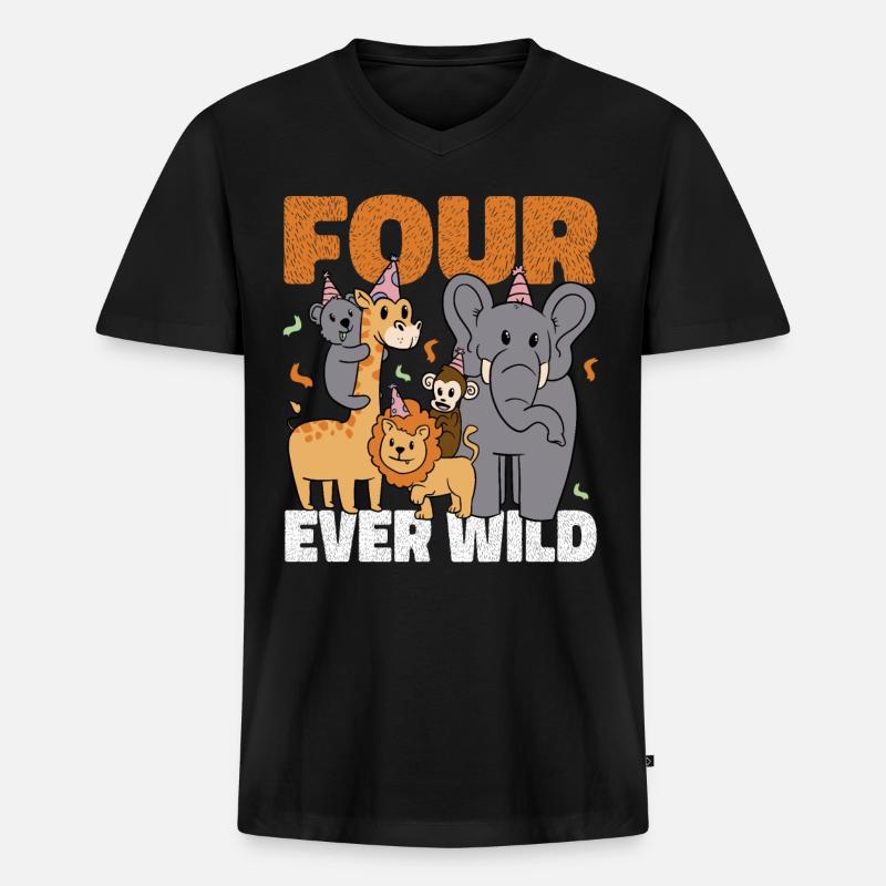 Four Ever Wild 48 - Männer Premium Bio T-Shirt mit V-Ausschnitt - Schwarz