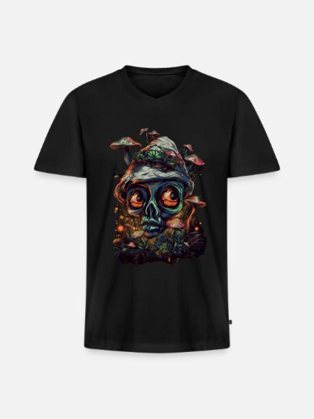 Trippy Goblin - Männer Premium Bio T-Shirt mit V-Ausschnitt - Schwarz