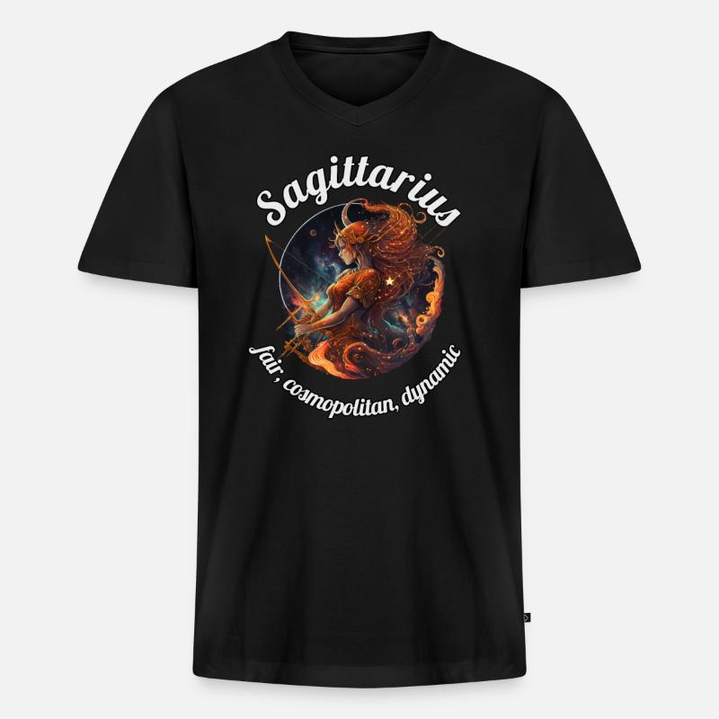 Sagittarius Sternzeichen Schütze Astronomie - Männer Premium Bio T-Shirt mit V-Ausschnitt - Schwarz