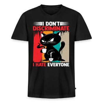 I Don't Discriminate I Hate Everyone 17 - Männer Premium Bio T-Shirt mit V-Ausschnitt - Schwarz - Vorne - Nico (187cm)