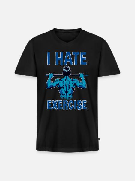 I Hate Exercise 2 - Männer Premium Bio T-Shirt mit V-Ausschnitt - Schwarz