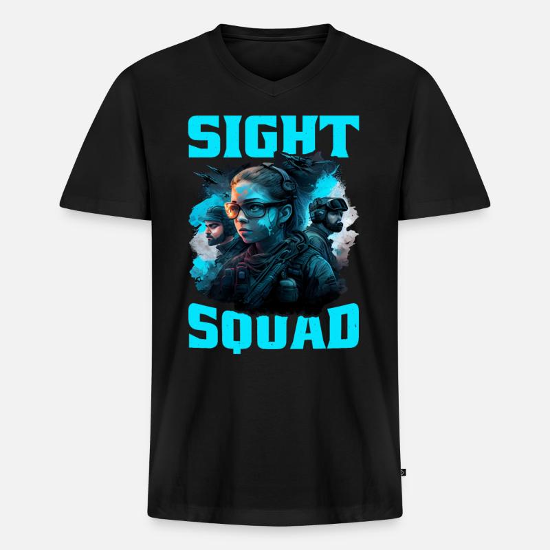 Sight Squad 5 - Männer Premium Bio T-Shirt mit V-Ausschnitt - Schwarz