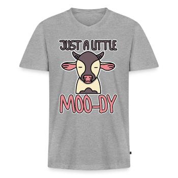 Juste un petit Moo-dy - T-shirt encolure en V Premium bio Homme - gris chiné - Devant