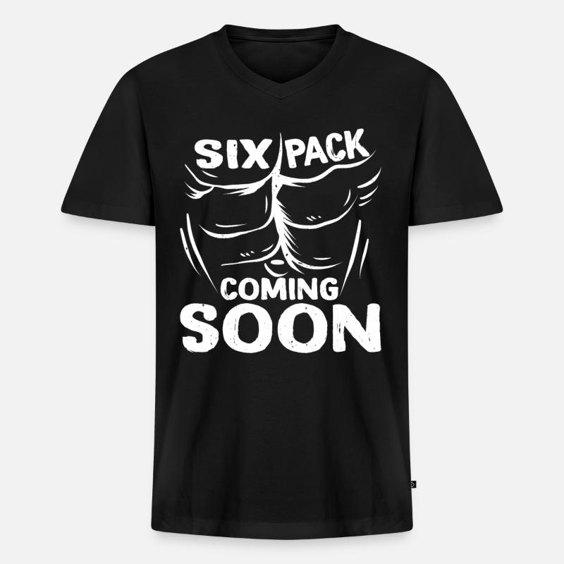 Six Pack Coming Soon 54 - Männer Premium Bio T-Shirt mit V-Ausschnitt - Schwarz