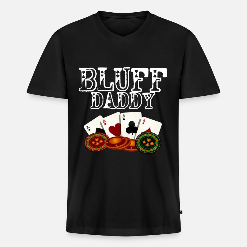 Bluff Daddy 4 - Männer Premium Bio T-Shirt mit V-Ausschnitt - Schwarz