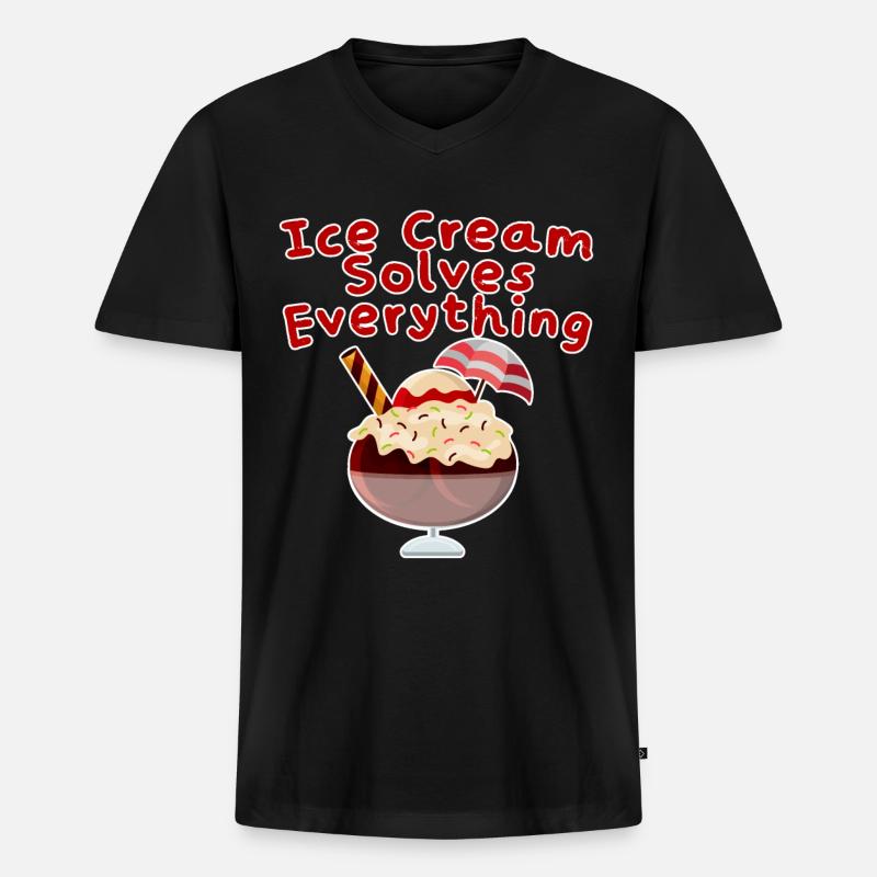 Ice Cream Solves Everything 4 - Männer Premium Bio T-Shirt mit V-Ausschnitt - Schwarz