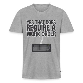 Oui, cela nécessite un ordre de travail 2 - T-shirt encolure en V Premium bio Homme - gris chiné - Devant