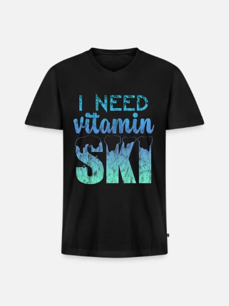 I Need Vitamin Ski 3 - Men's Premium Organic T-shirt with V-neck - black