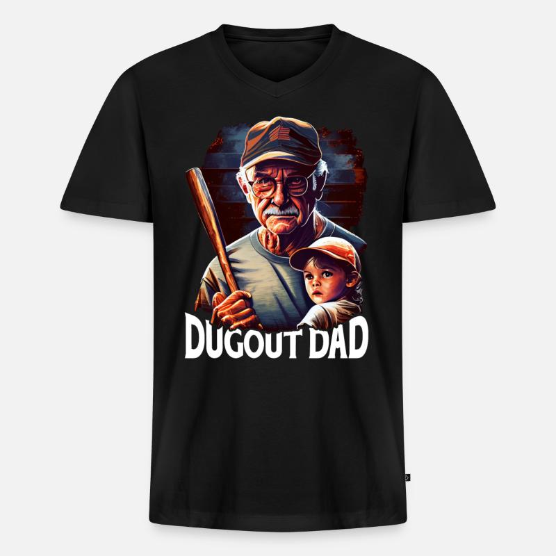 Dugout Dad 8 - Männer Premium Bio T-Shirt mit V-Ausschnitt - Schwarz