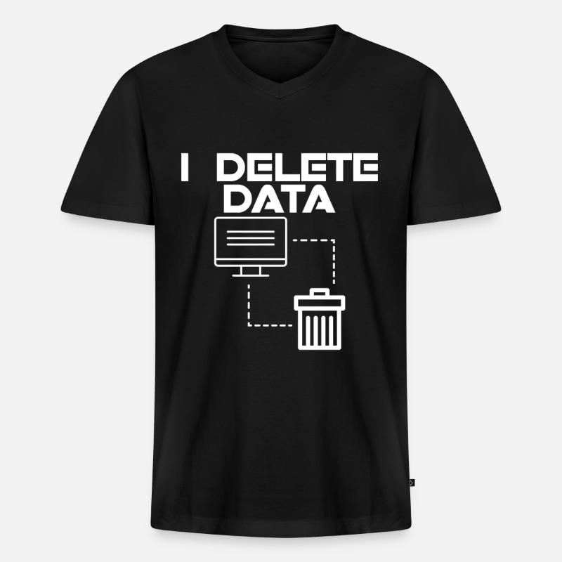I Delete Data 2 - Männer Premium Bio T-Shirt mit V-Ausschnitt - Schwarz