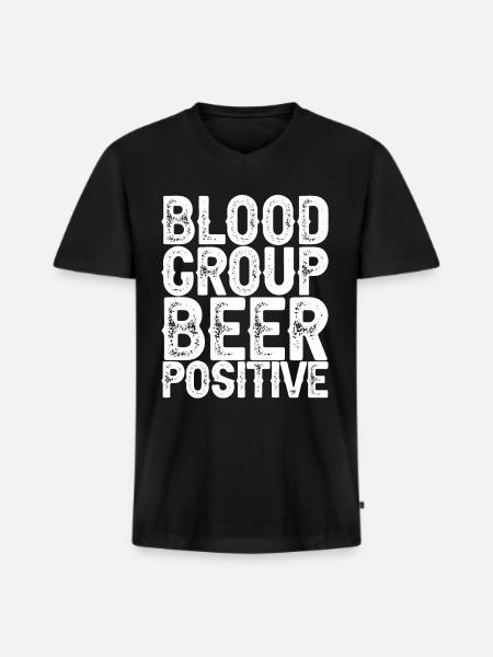 Blood Group Beer Positive 3 - Men's Premium Organic T-shirt with V-neck - black