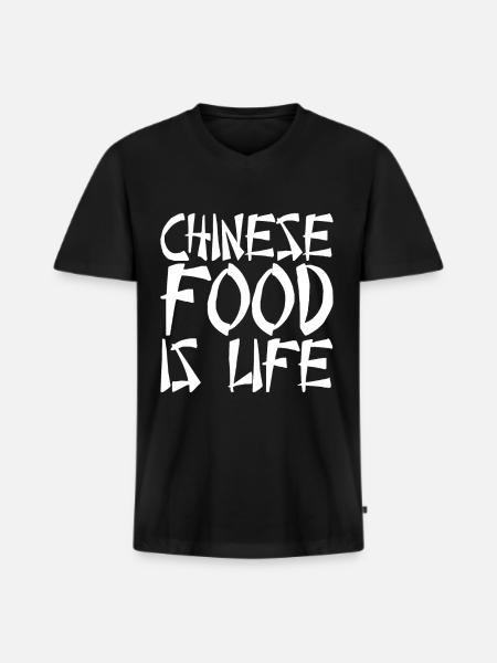 Chinese Food Is Life - Men's Premium Organic T-shirt with V-neck - black