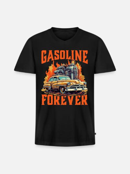 Gasoline Forever 9 - Men's Premium Organic T-shirt with V-neck - black