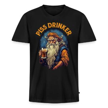 Piss Drinker 39 - Männer Premium Bio T-Shirt mit V-Ausschnitt - Schwarz - Vorne - Nico (187cm)