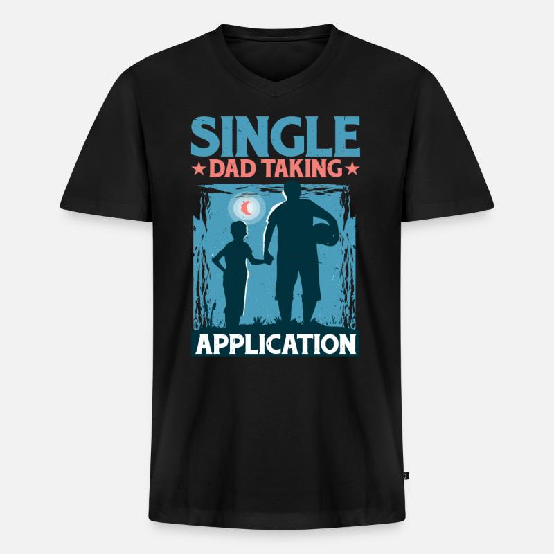 Single Dad Taking Application 5 - Männer Premium Bio T-Shirt mit V-Ausschnitt - Schwarz