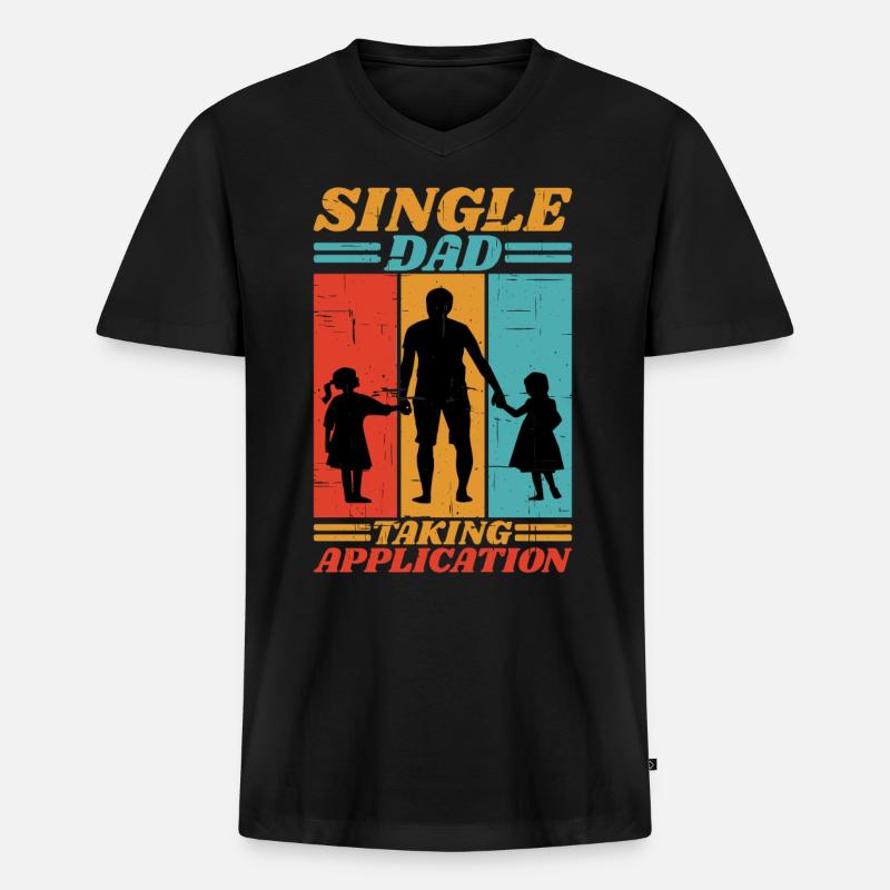 Single Dad Taking Application 6 - Männer Premium Bio T-Shirt mit V-Ausschnitt - Schwarz