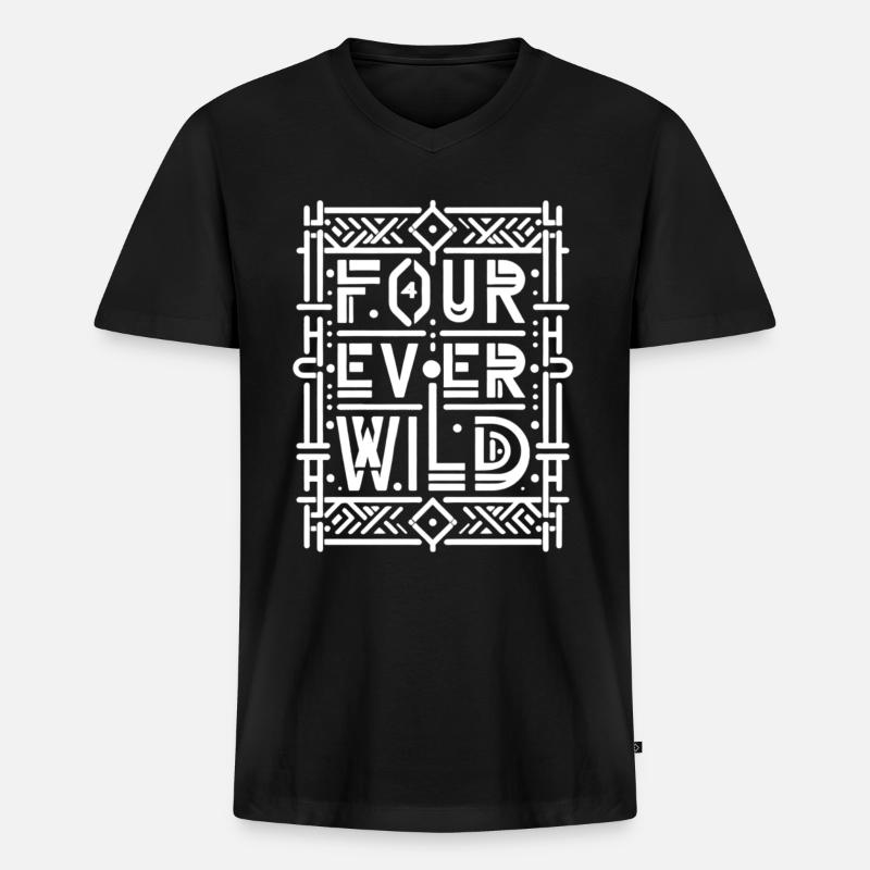 Four Ever Wild 60 - Männer Premium Bio T-Shirt mit V-Ausschnitt - Schwarz