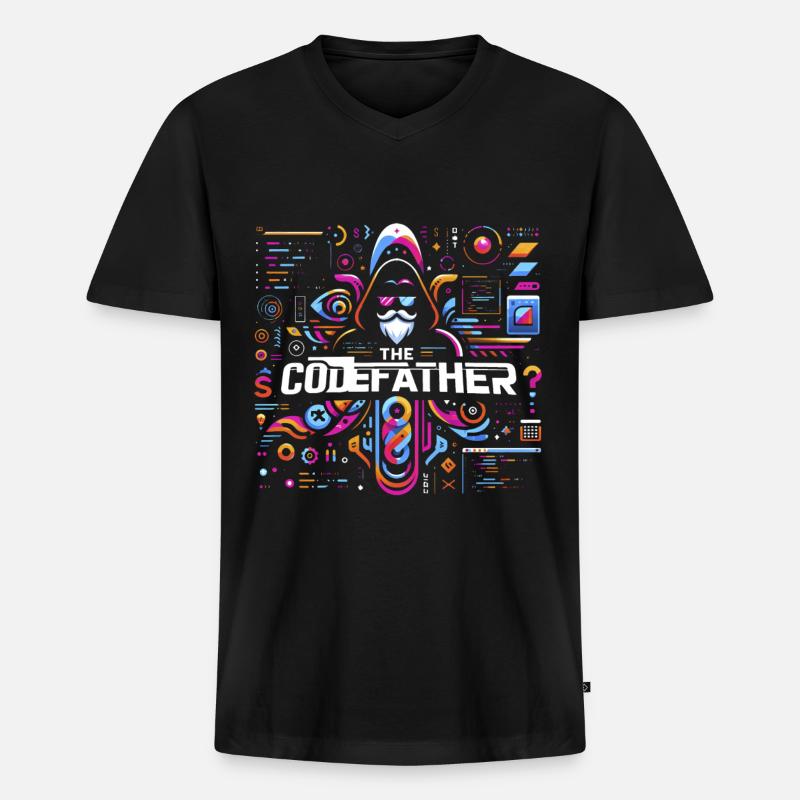 Le Père du Code 6 - T-shirt encolure en V Premium bio Homme - noir