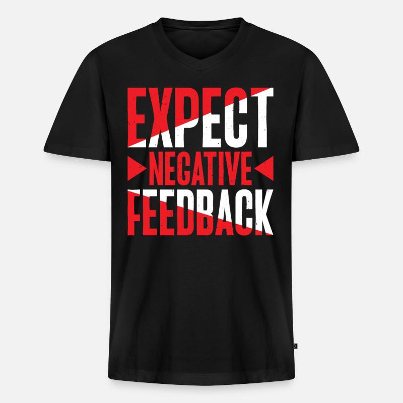 Expect Negative Feedback 2 - Männer Premium Bio T-Shirt mit V-Ausschnitt - Schwarz