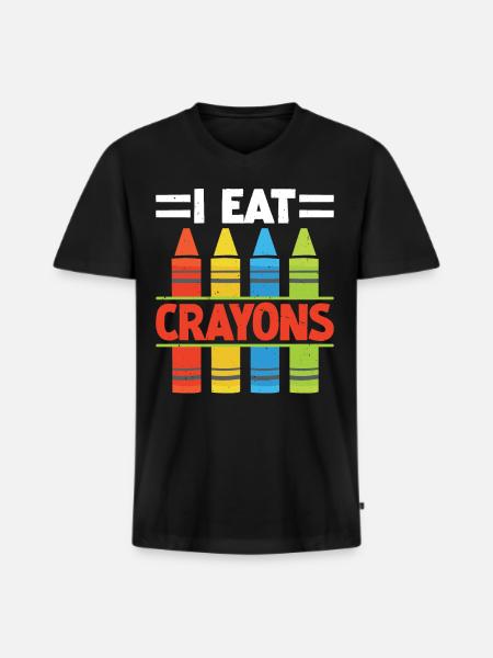 I Eat Crayons 11 - Men's Premium Organic T-shirt with V-neck - black
