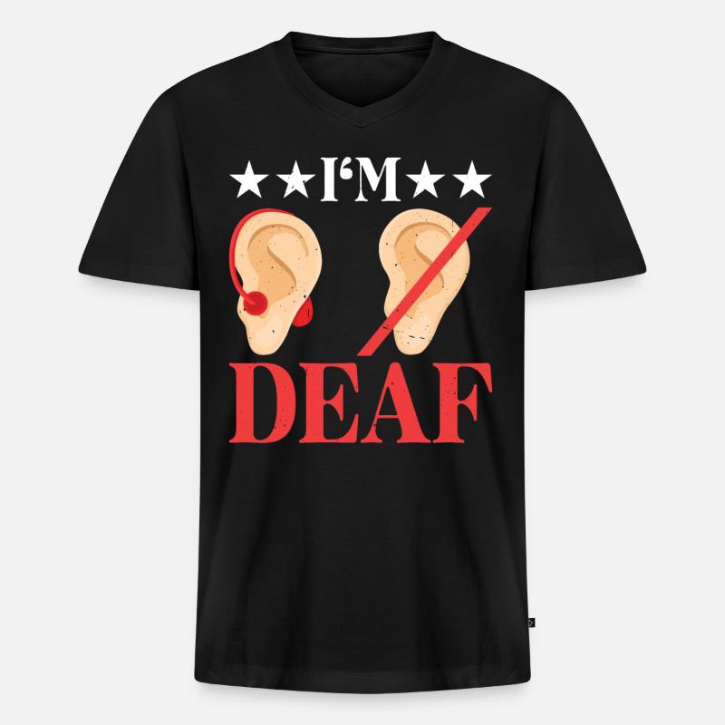 I'm Deaf 36 - Männer Premium Bio T-Shirt mit V-Ausschnitt - Schwarz
