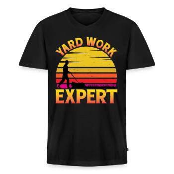Yard Work Expert 21 - Men's Premium Organic T-shirt with V-neck - black - Front - Nico (187cm)