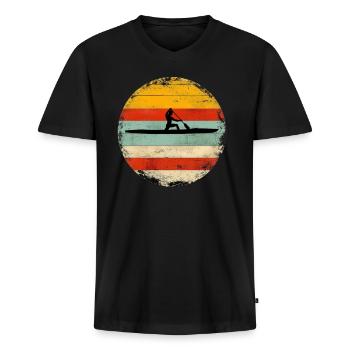 Canadian Canoe - Men's Premium Organic T-shirt with V-neck - black - Front - Nico (187cm)