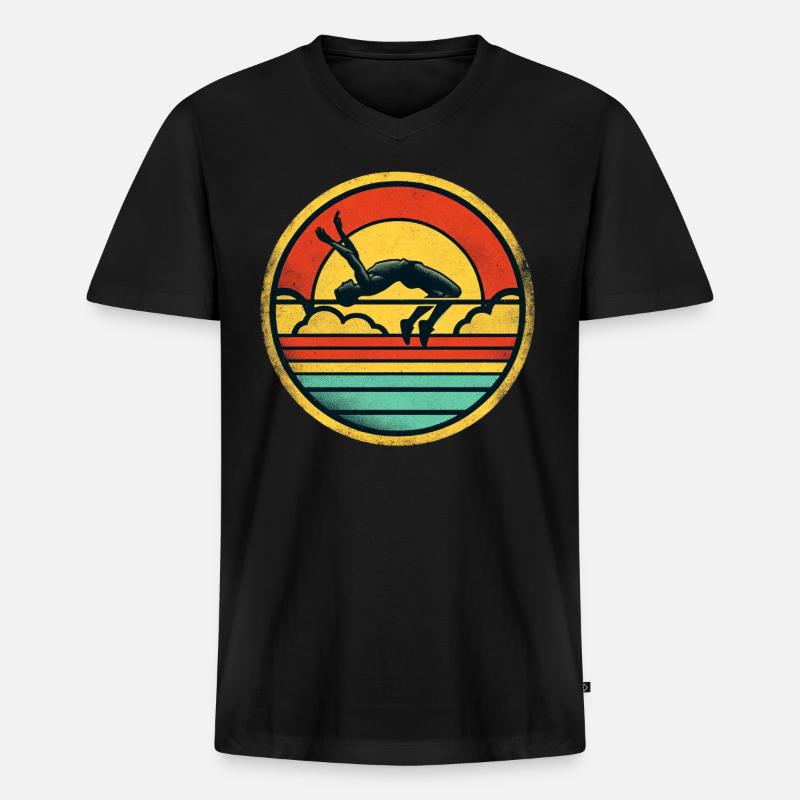 High Jump 2 - Männer Premium Bio T-Shirt mit V-Ausschnitt - Schwarz