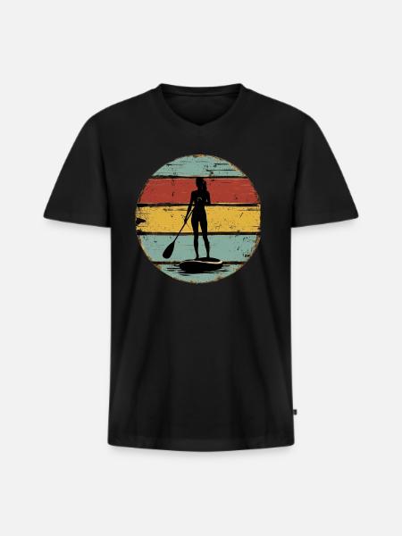 Standup Paddle 3 - Männer Premium Bio T-Shirt mit V-Ausschnitt - Schwarz