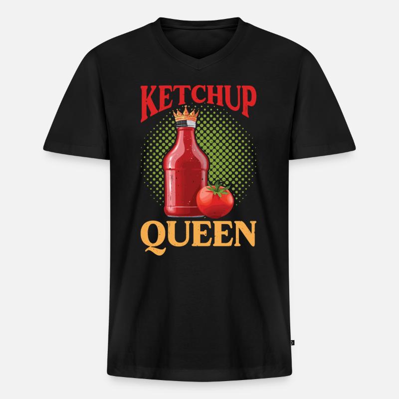Ketchup Queen 20 - Männer Premium Bio T-Shirt mit V-Ausschnitt - Schwarz