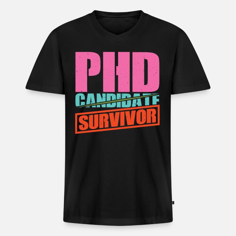 Phd Candidate Survivor 13 - Männer Premium Bio T-Shirt mit V-Ausschnitt - Schwarz