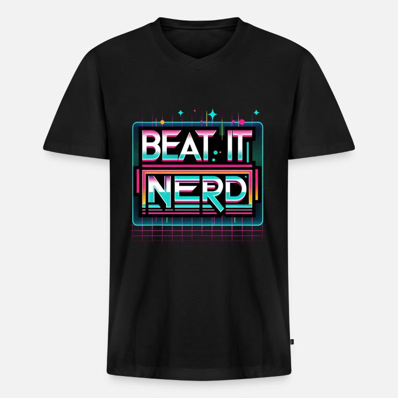Beat it Nerd 15 - Männer Premium Bio T-Shirt mit V-Ausschnitt - Schwarz