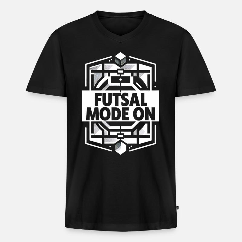 Futsal Mode On 10 - Männer Premium Bio T-Shirt mit V-Ausschnitt - Schwarz