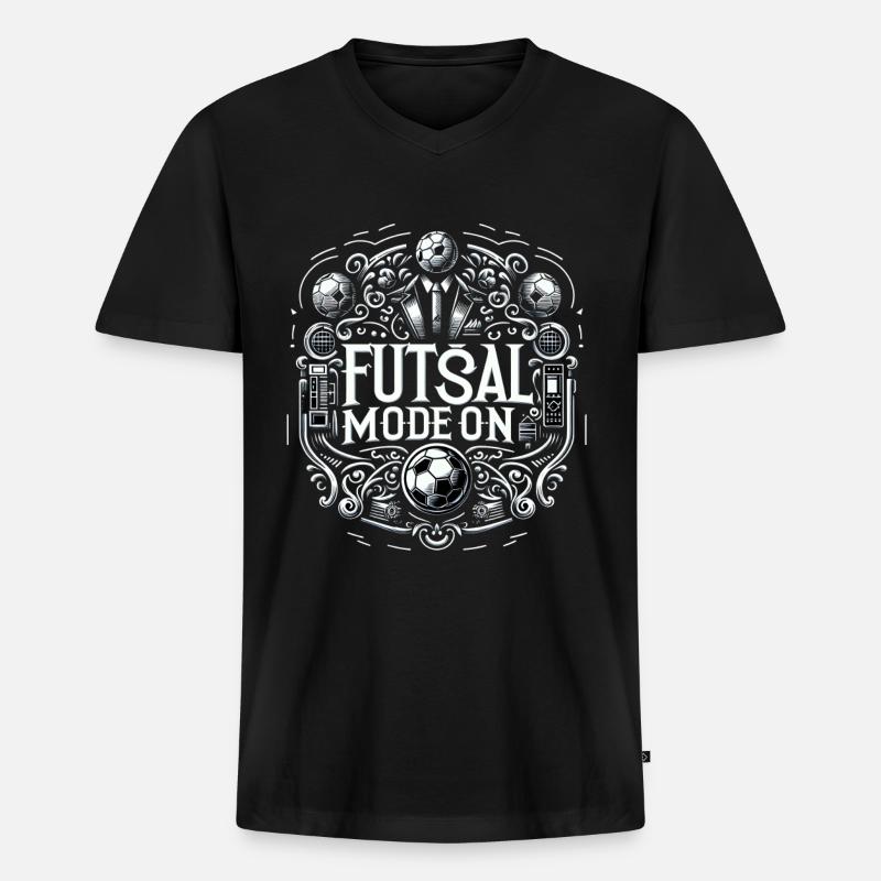 Futsal Mode On 12 - Männer Premium Bio T-Shirt mit V-Ausschnitt - Schwarz