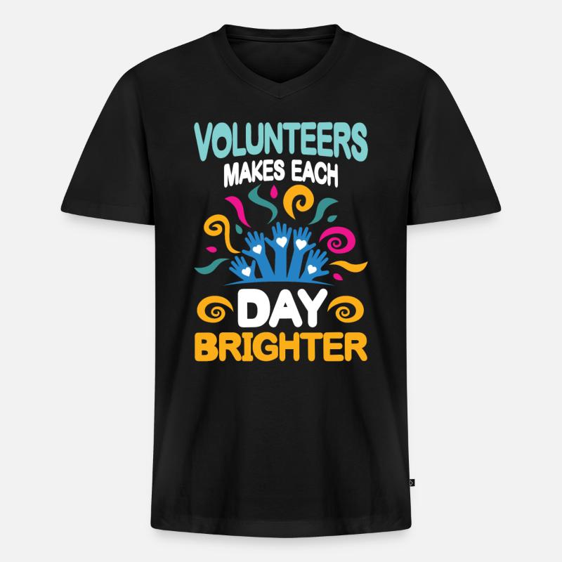 Volunteers Makes Each Day Brighter - Männer Premium Bio T-Shirt mit V-Ausschnitt - Schwarz