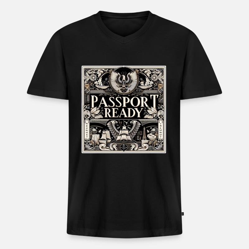 Passport Ready 8 - Männer Premium Bio T-Shirt mit V-Ausschnitt - Schwarz