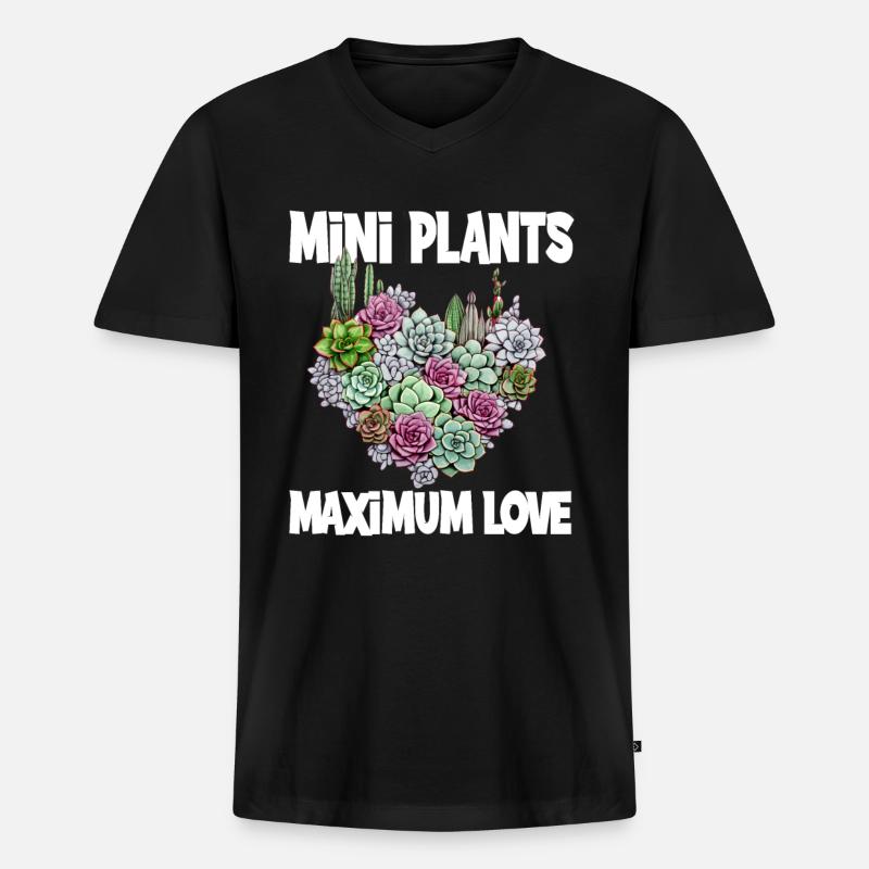 Plants Maximum Love - Männer Premium Bio T-Shirt mit V-Ausschnitt - Schwarz