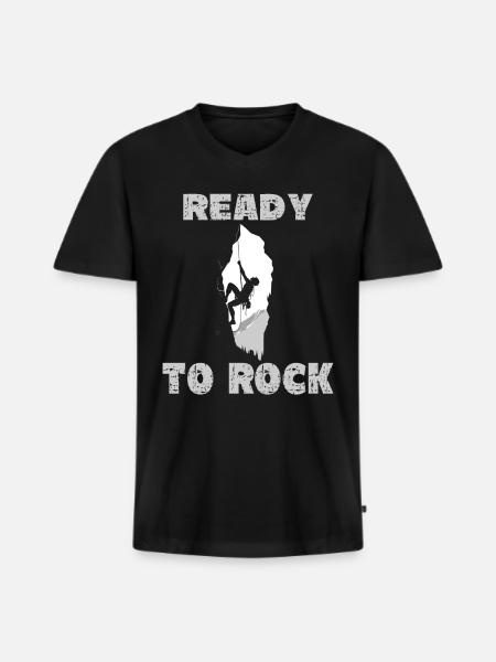 Ready to Rock - Männer Premium Bio T-Shirt mit V-Ausschnitt - Schwarz