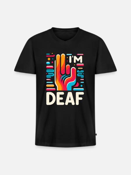 I'm Deaf 46 - Men's Premium Organic T-shirt with V-neck - black