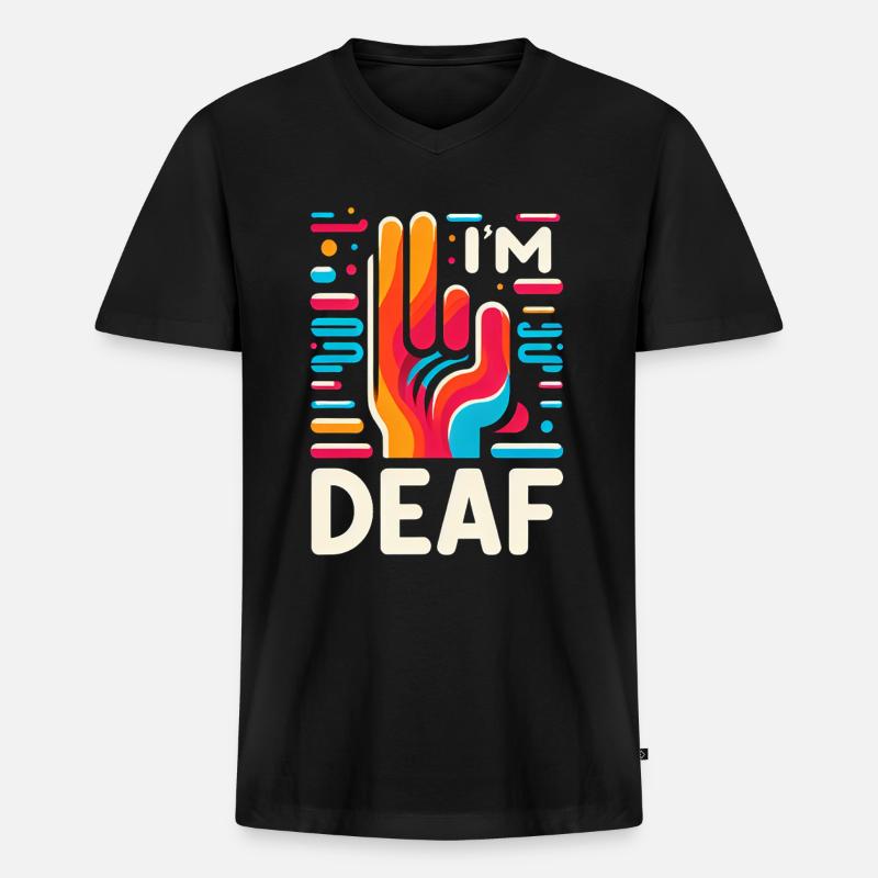 I'm Deaf 46 - Männer Premium Bio T-Shirt mit V-Ausschnitt - Schwarz