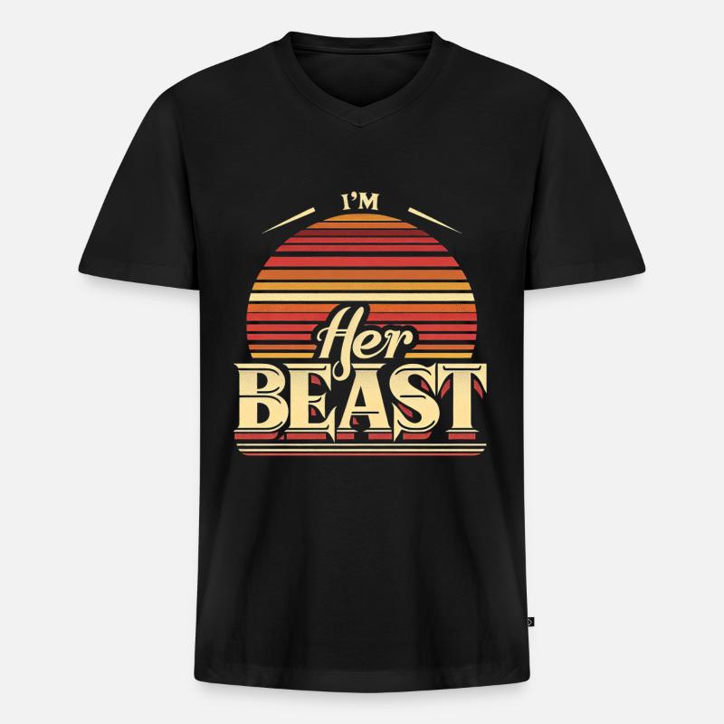 I'm Her Beast 8 - Männer Premium Bio T-Shirt mit V-Ausschnitt - Schwarz