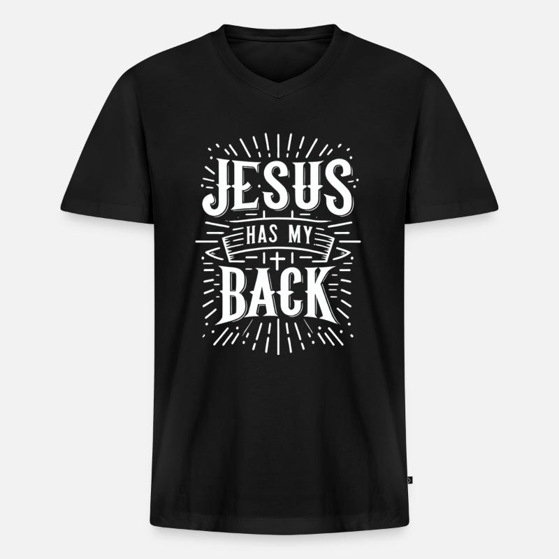 Jesus Has My Back 31 - Männer Premium Bio T-Shirt mit V-Ausschnitt - Schwarz