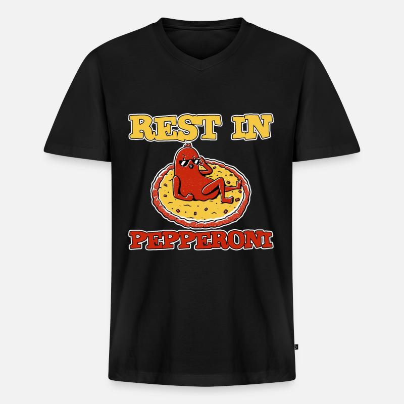 Rest In Pepperoni 2 - Männer Premium Bio T-Shirt mit V-Ausschnitt - Schwarz