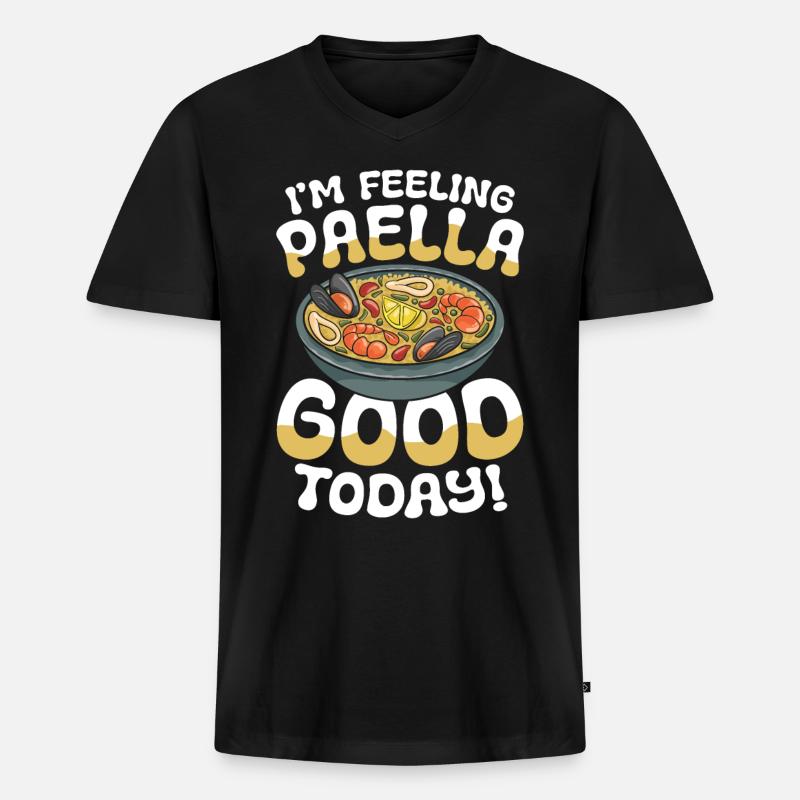 I'm Feeling Paella Good Today - Männer Premium Bio T-Shirt mit V-Ausschnitt - Schwarz