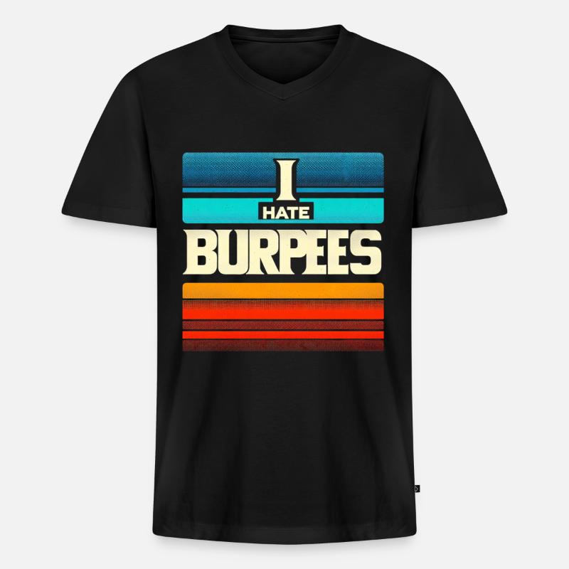 I Hate Burpees 5 - Männer Premium Bio T-Shirt mit V-Ausschnitt - Schwarz