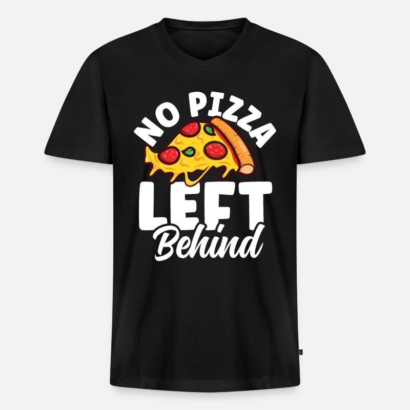 No Pizza Left Behind - Männer Premium Bio T-Shirt mit V-Ausschnitt - Schwarz